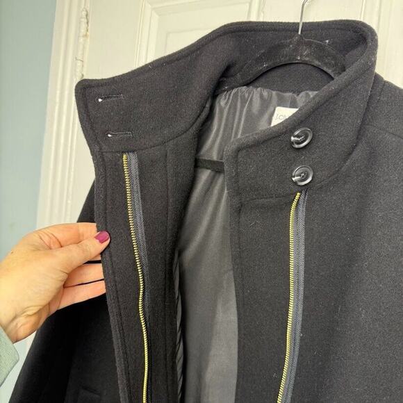 J Crew City Coat Womens 6P Black Zip Front Long Sleeve Mock Neck NWT Wool Blend - Picture 10 of 12